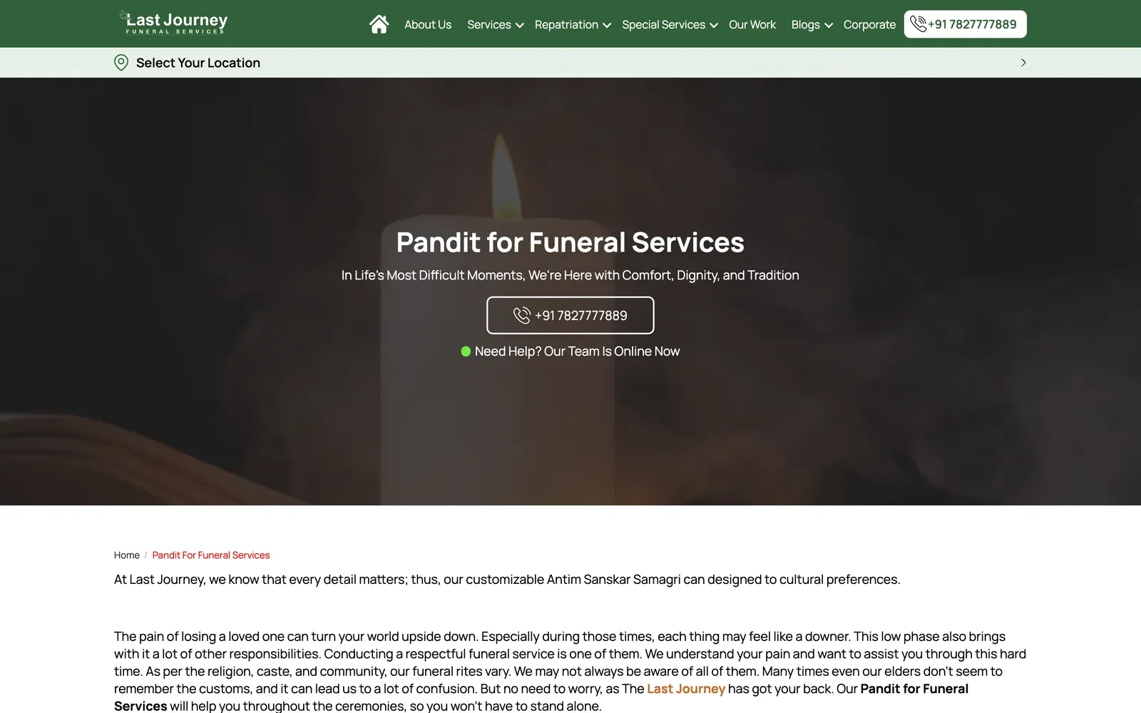 Last Journey by FNP: service page