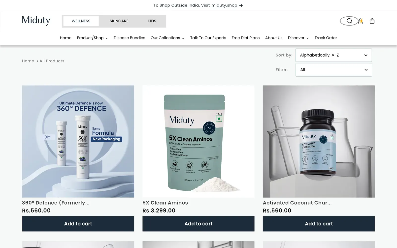 Miduty: collection page