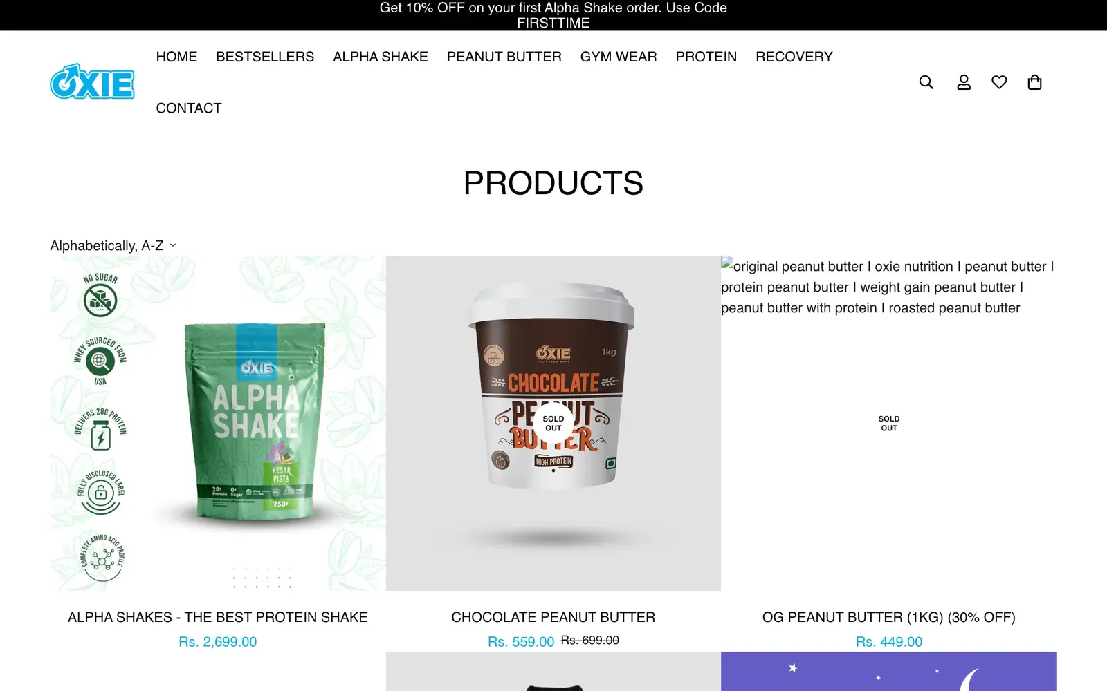 Oxie Nutrition: collection page