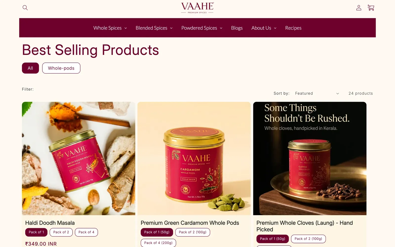 Vaahe: collection page