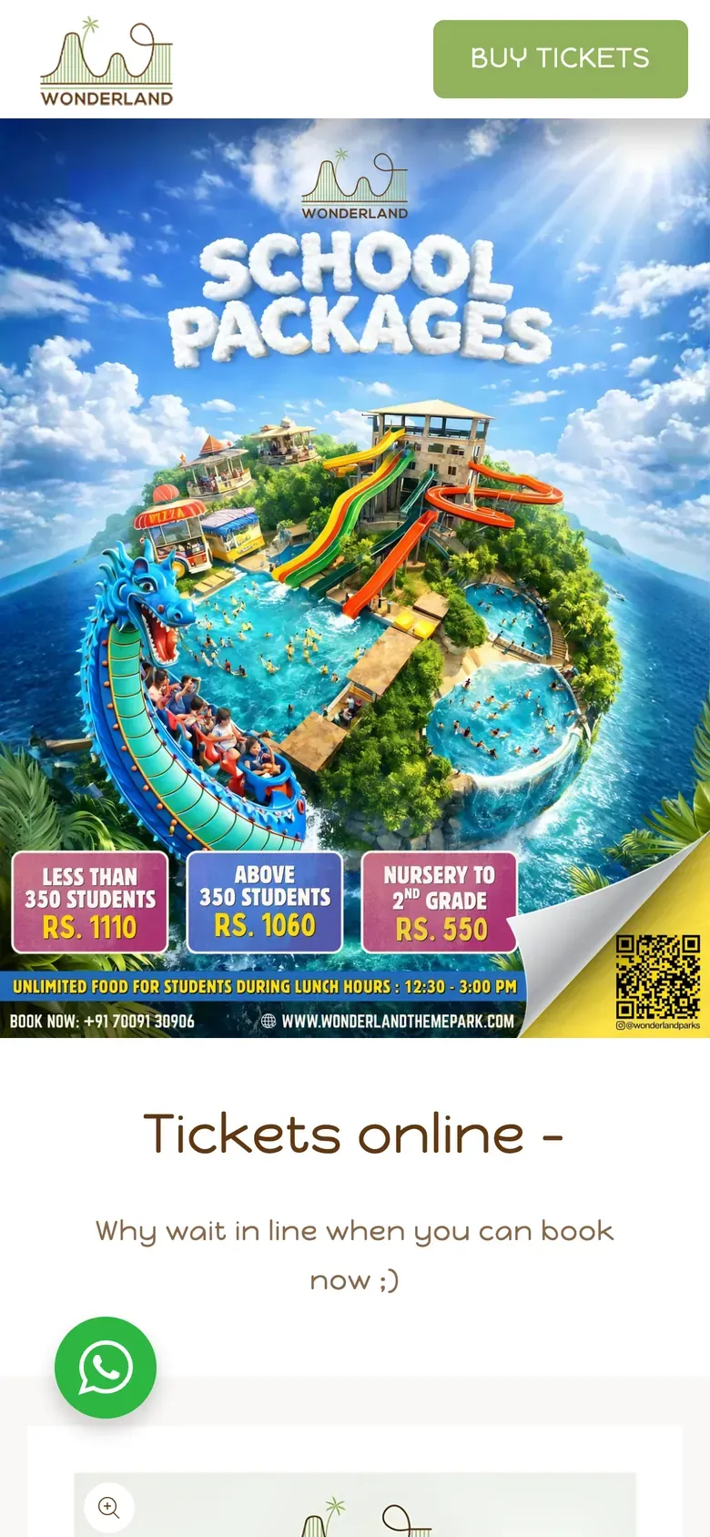 Wonderland Theme Park: tickets on mobile