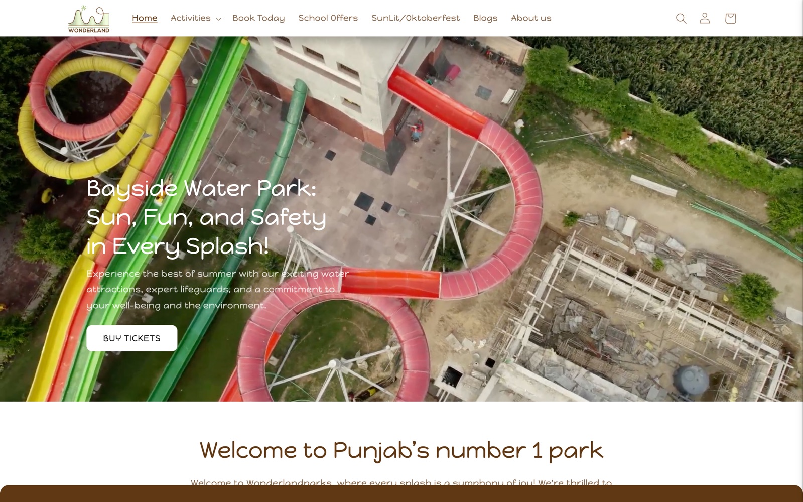 Wonderland Theme Park homepage